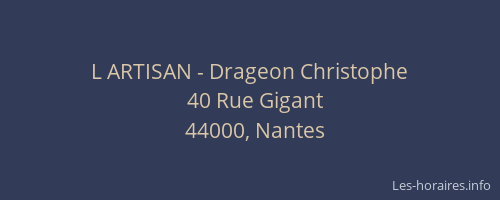 L ARTISAN - Drageon Christophe