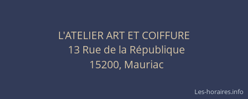 L'ATELIER ART ET COIFFURE