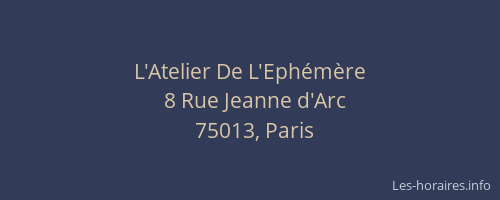 L'Atelier De L'Ephémère