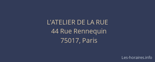 L'ATELIER DE LA RUE