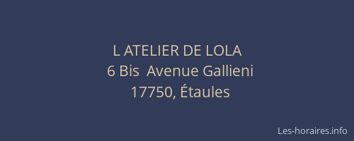L ATELIER DE LOLA