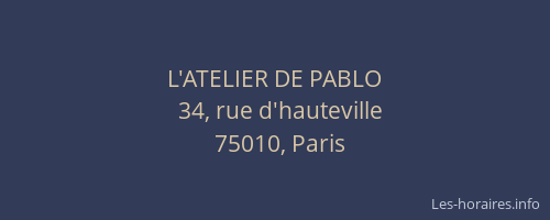L'ATELIER DE PABLO