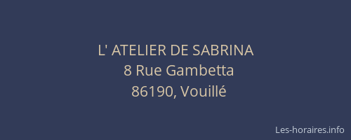 L' ATELIER DE SABRINA