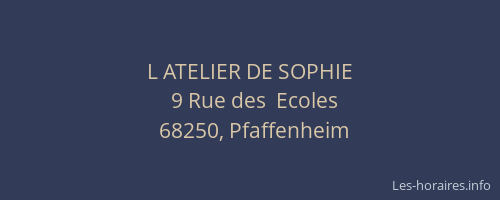 L ATELIER DE SOPHIE