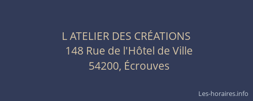 L ATELIER DES CR&Eacute;ATIONS