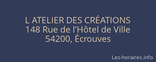 L ATELIER DES CRÉATIONS