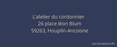 L'atelier du cordonnier