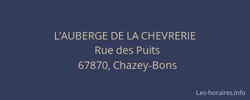 L'AUBERGE DE LA CHEVRERIE