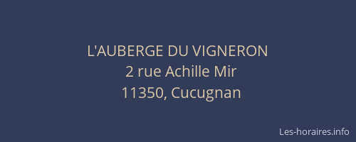 L'AUBERGE DU VIGNERON