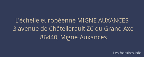 L'&eacute;chelle europ&eacute;enne MIGNE AUXANCES