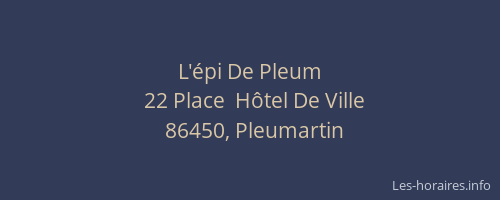 L'&eacute;pi De Pleum