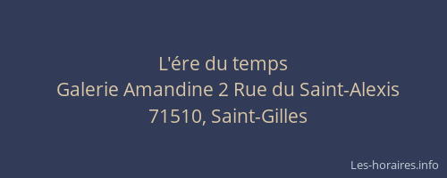 L'&eacute;re du temps