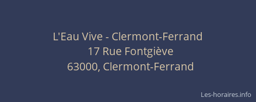 L'Eau Vive - Clermont-Ferrand
