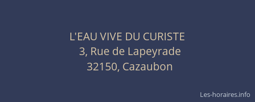 L'EAU VIVE DU CURISTE