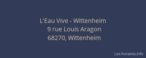 L'Eau Vive - Wittenheim