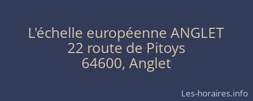 L'échelle européenne ANGLET