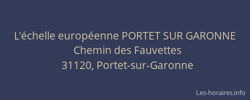 L'échelle européenne PORTET SUR GARONNE