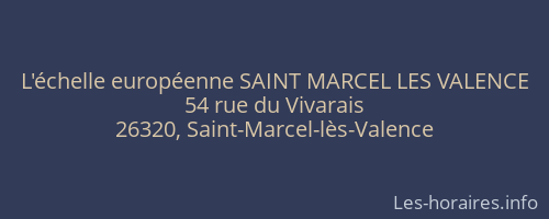 L'échelle européenne SAINT MARCEL LES VALENCE