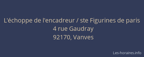 L'échoppe de l'encadreur / ste Figurines de paris