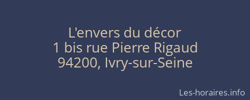 L'envers du décor