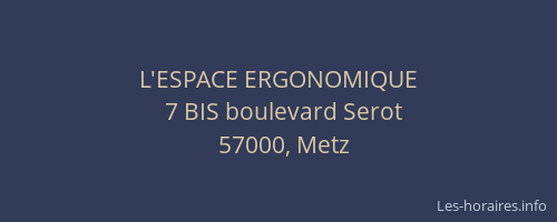 L'ESPACE ERGONOMIQUE