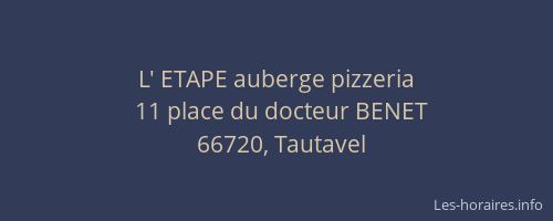 L' ETAPE auberge pizzeria