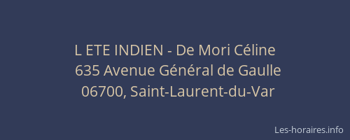 L ETE INDIEN - De Mori Céline