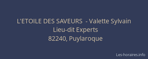 L'ETOILE DES SAVEURS  - Valette Sylvain