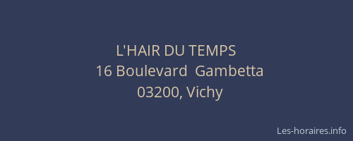 L'HAIR DU TEMPS