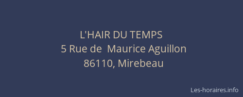 L'HAIR DU TEMPS