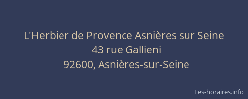 L'Herbier de Provence Asnières sur Seine