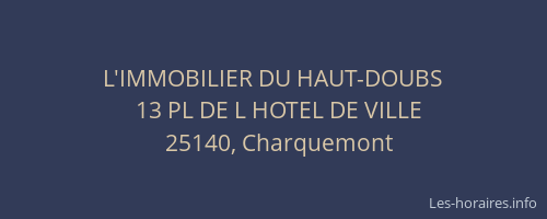 L'IMMOBILIER DU HAUT-DOUBS