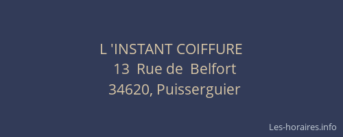 L 'INSTANT COIFFURE