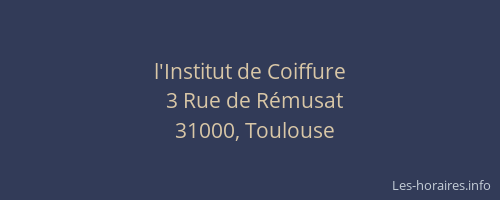 l'Institut de Coiffure