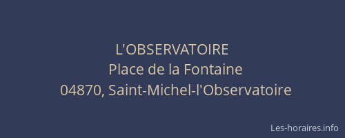 L'OBSERVATOIRE