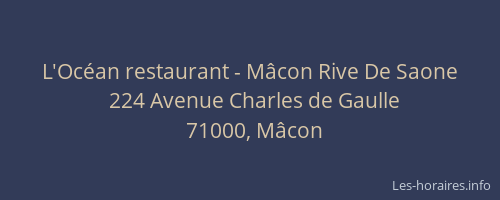 L'Océan restaurant - Mâcon Rive De Saone