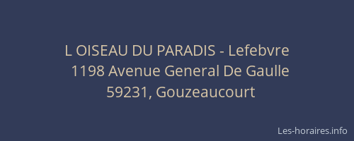 L OISEAU DU PARADIS - Lefebvre