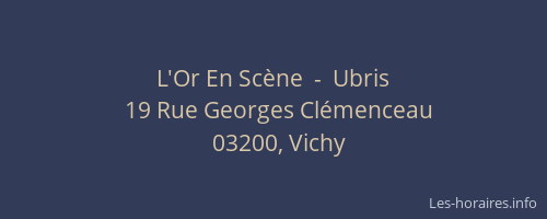 L'Or En Scène  -  Ubris