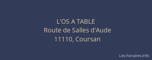 L'OS A TABLE