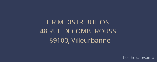 L R M DISTRIBUTION