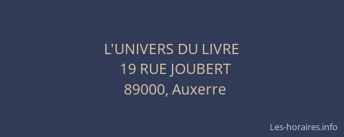 L'UNIVERS DU LIVRE