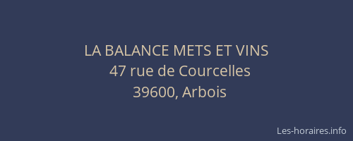 LA BALANCE METS ET VINS