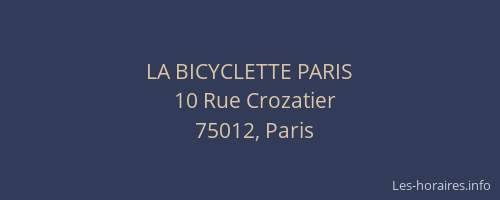 LA BICYCLETTE PARIS