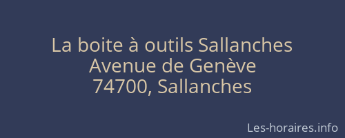 La boite à outils Sallanches