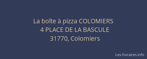 La boîte à pizza COLOMIERS