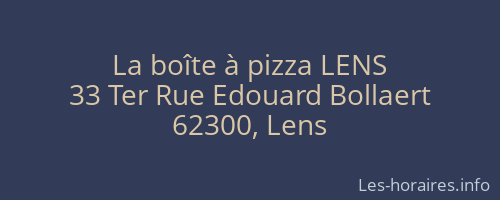 La boîte à pizza LENS