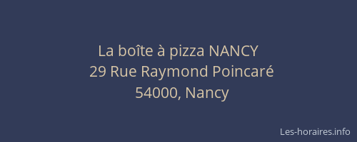 La boîte à pizza NANCY