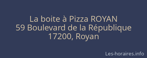 La boite à Pizza ROYAN