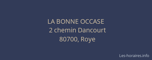 LA BONNE OCCASE