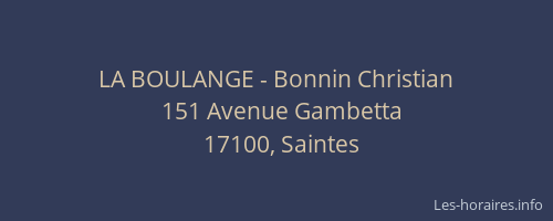 LA BOULANGE - Bonnin Christian